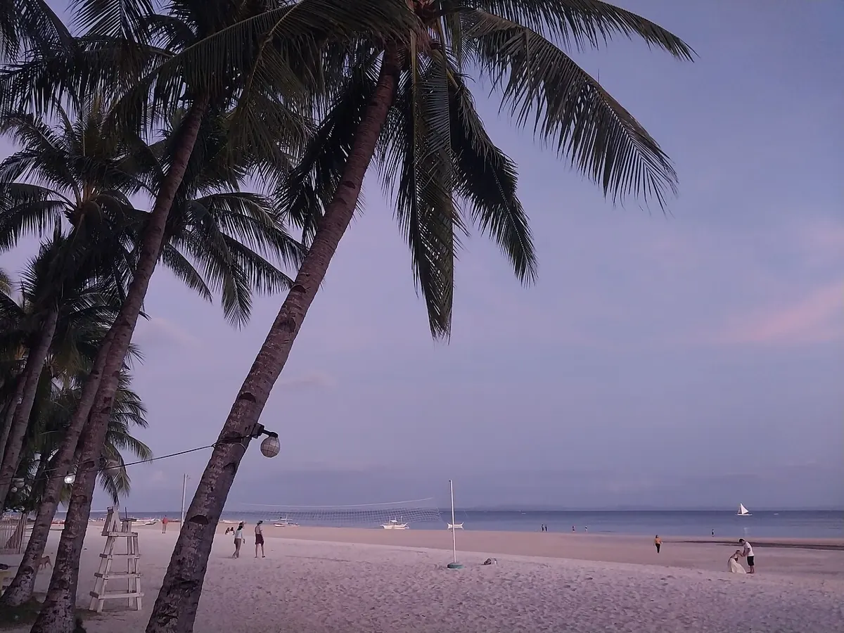 White sand beach and turquoise water on Bantayan Island off northern Cebu