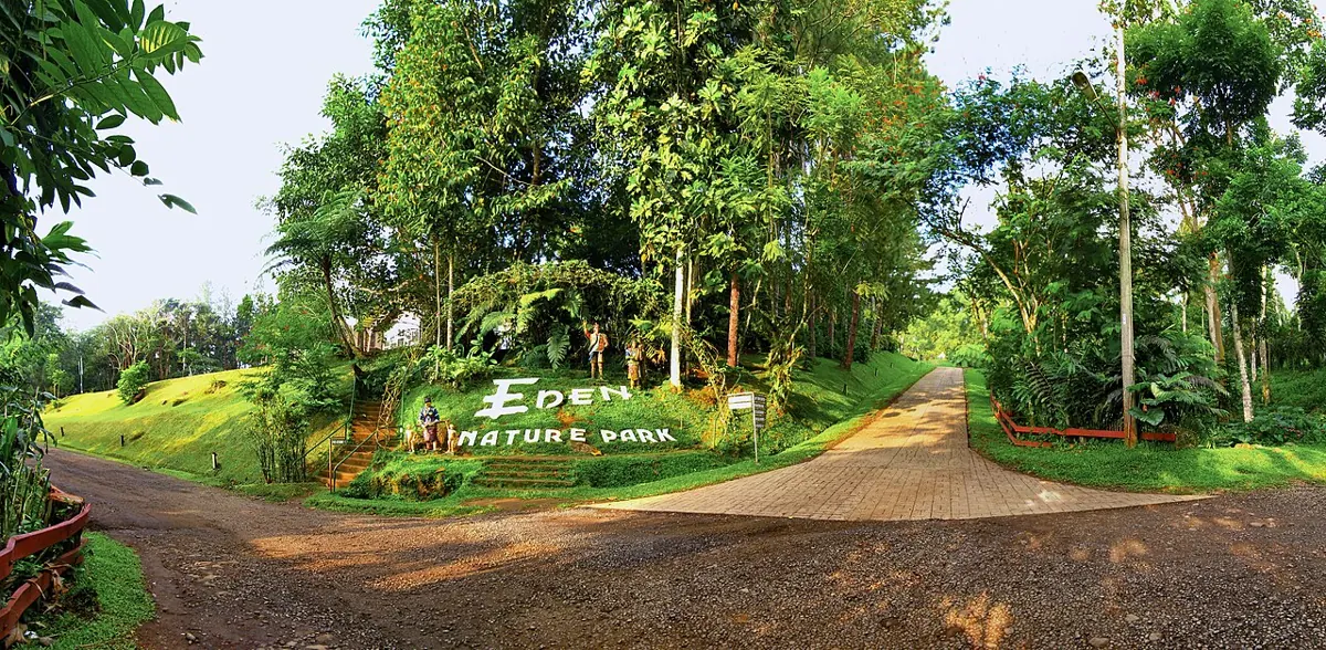 Pine trees and flower gardens at Eden Nature Park in the cool highlands of Toril, Davao City