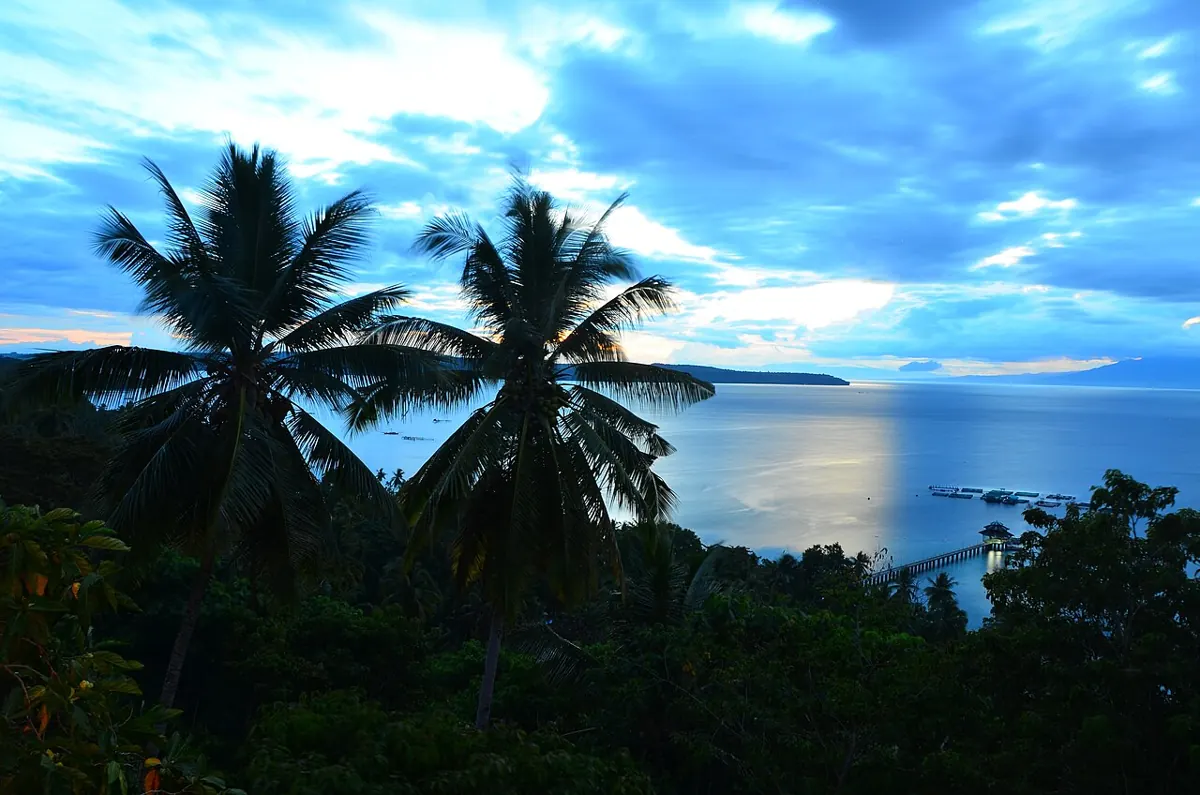 White sand beach and clear turquoise water on Talikud Island off Samal near Davao City